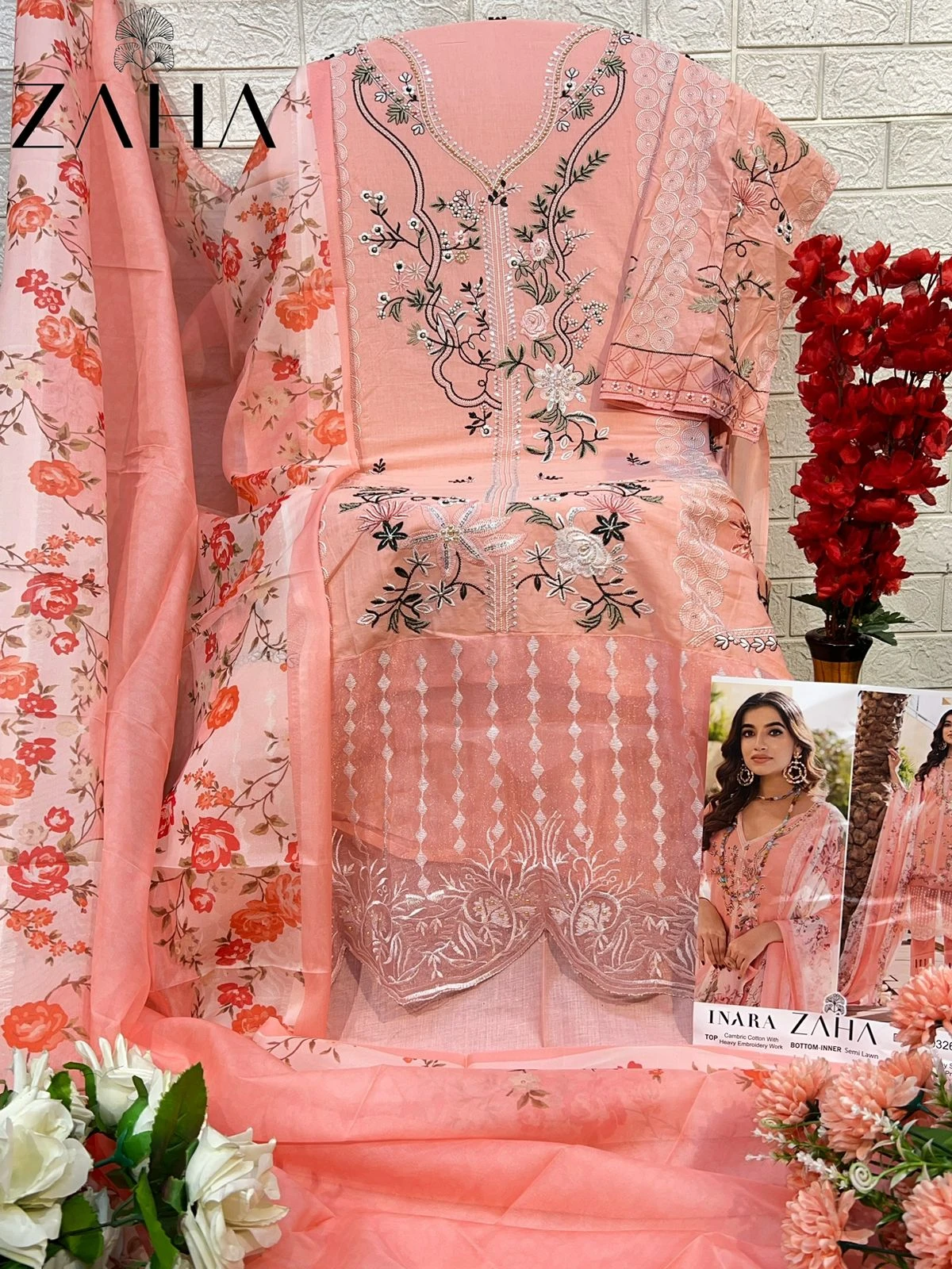 Zaha Inara Vol 1 Pure Cambric Cotton Wholesale Pakistani Salwar Suit Catalog — Wholesale Salwar Suits, MPA wholesale from Surat - Gallery Image 6